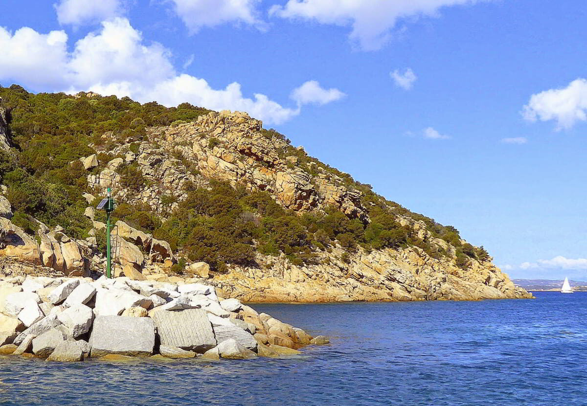 View of Poltu Quatu's nature, an exclusive yacht mooring destination in Costa Smeralda