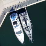 Yacht sitting: mooring check by drone