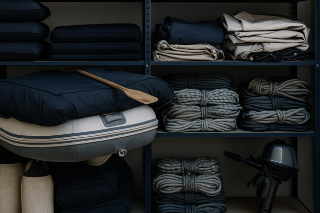Organized yacht equipment storage with YachtSitter services